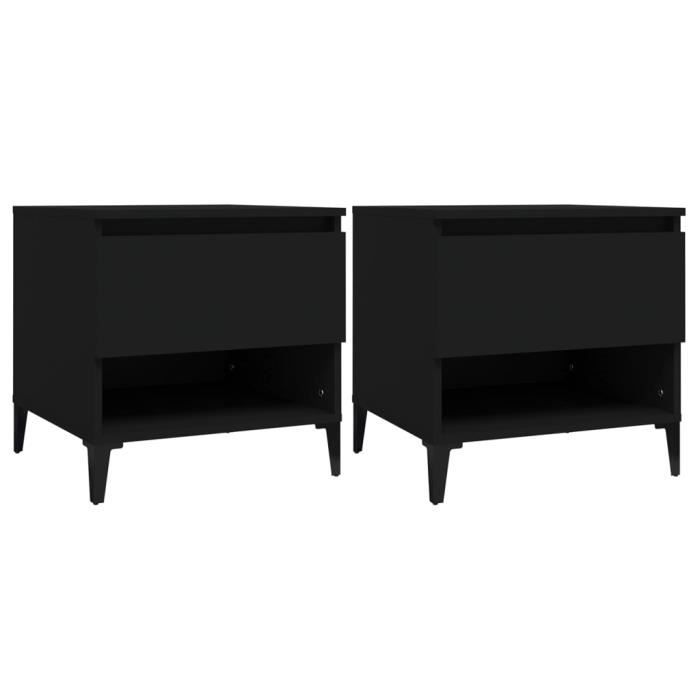 819551 vidaXL Tables d'appoint 2 pcs Noir 50x46x50 cm Bois d’ingénierie
