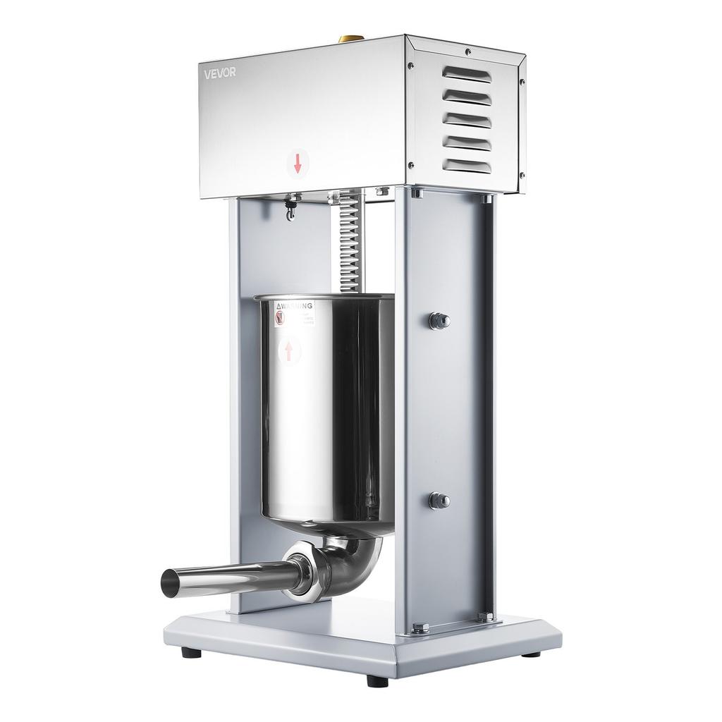 Elektrischer Wurstfüller, 10 kg / 22 lbs Vertikaler Fleischfüller mit stufenloser Geschwindigkeitsregelung, Edelstahl-Wurstfüllmaschine, Fußpedal & 4