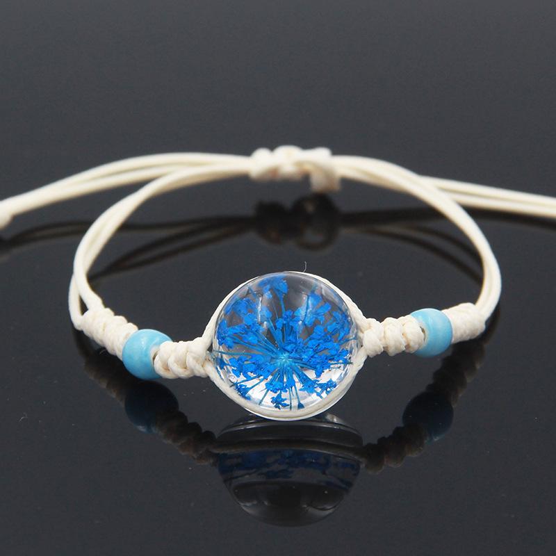 Starry Sky Dried Flower Glass Bracelet for Girlfriends, Couples & Students