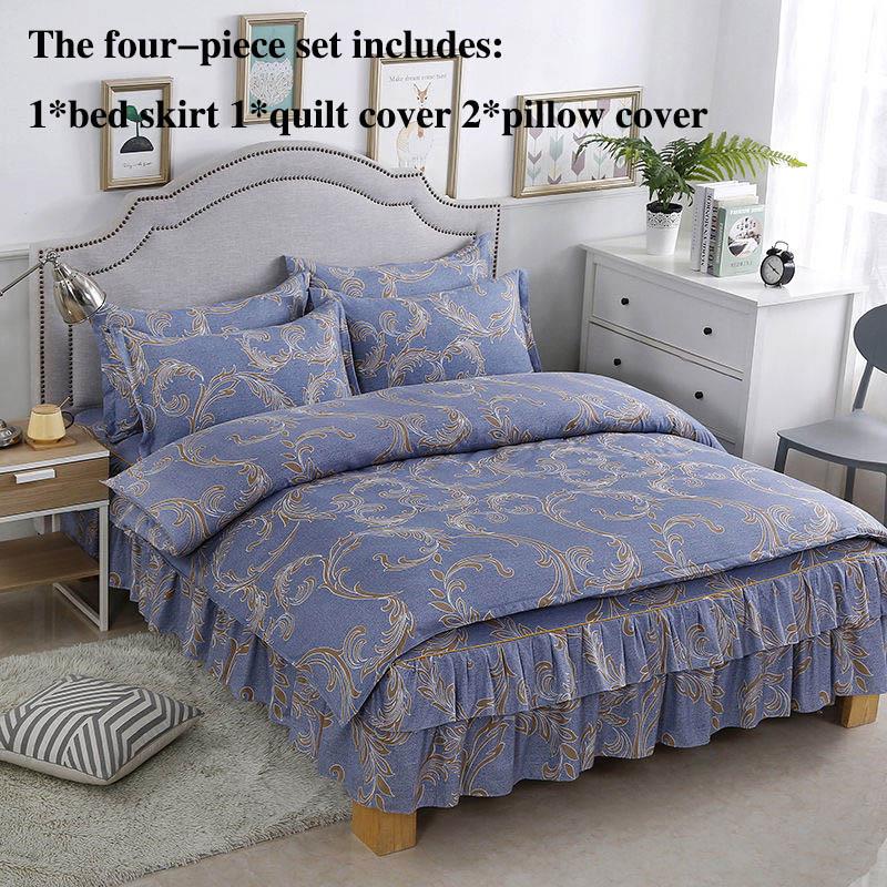 

Юбка-кровать из четырех частей. Покрывало. Наволочка. Нескользящий комплект постельного белья. Queen