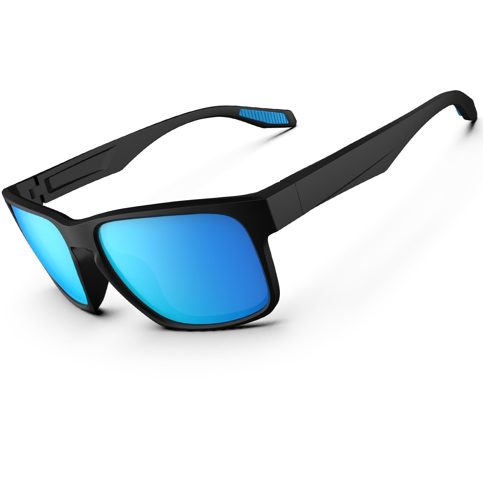 

HAAYOT Polarized Sunglasses for Men and Lightweight TR90 UV for and Matte Black and Ice Blue Women, Frame, 100% Protection, Travel, Driving, Fishing,