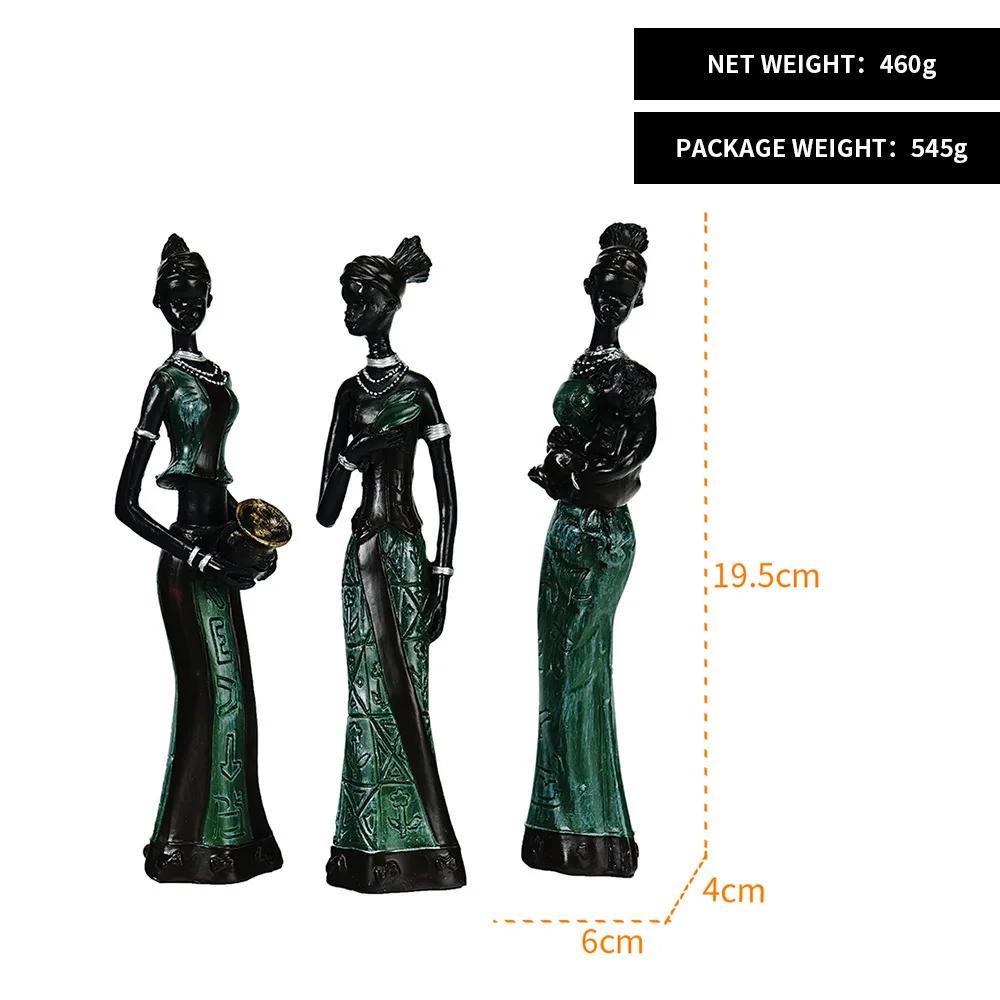 3er Pack Harzornamente Schwarze Figurenstatuen Exotische Afrikanische Frau Figuren Vintage Sammlerstücke Kunsthandwerk Heim Büro Dekor