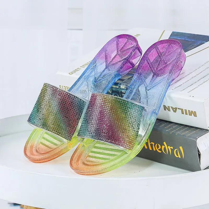 Clear Living Room Women's Slippers and Ladies Sandals Jelly Transparent Shoes Indoor Slides Home House Summer Footwear Pvc Vip