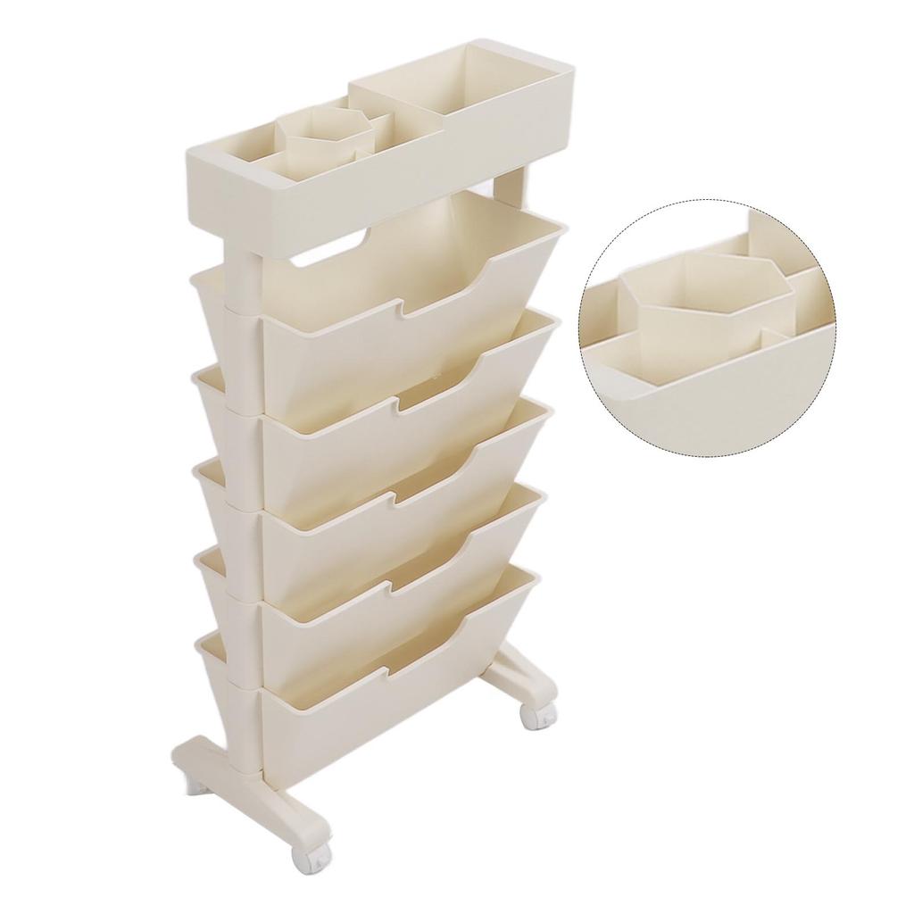 5 Tier Book Rack Multifunctional Removable Bookcase Multilayer Storage Rack for Dormitory Classroom