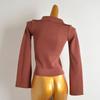 French Simplicity Pure Color Polo Lapel Knitwear Women's Clothing Silm Slim Looking Short Bottoming Shirt Long-Sleeved Versatile Top