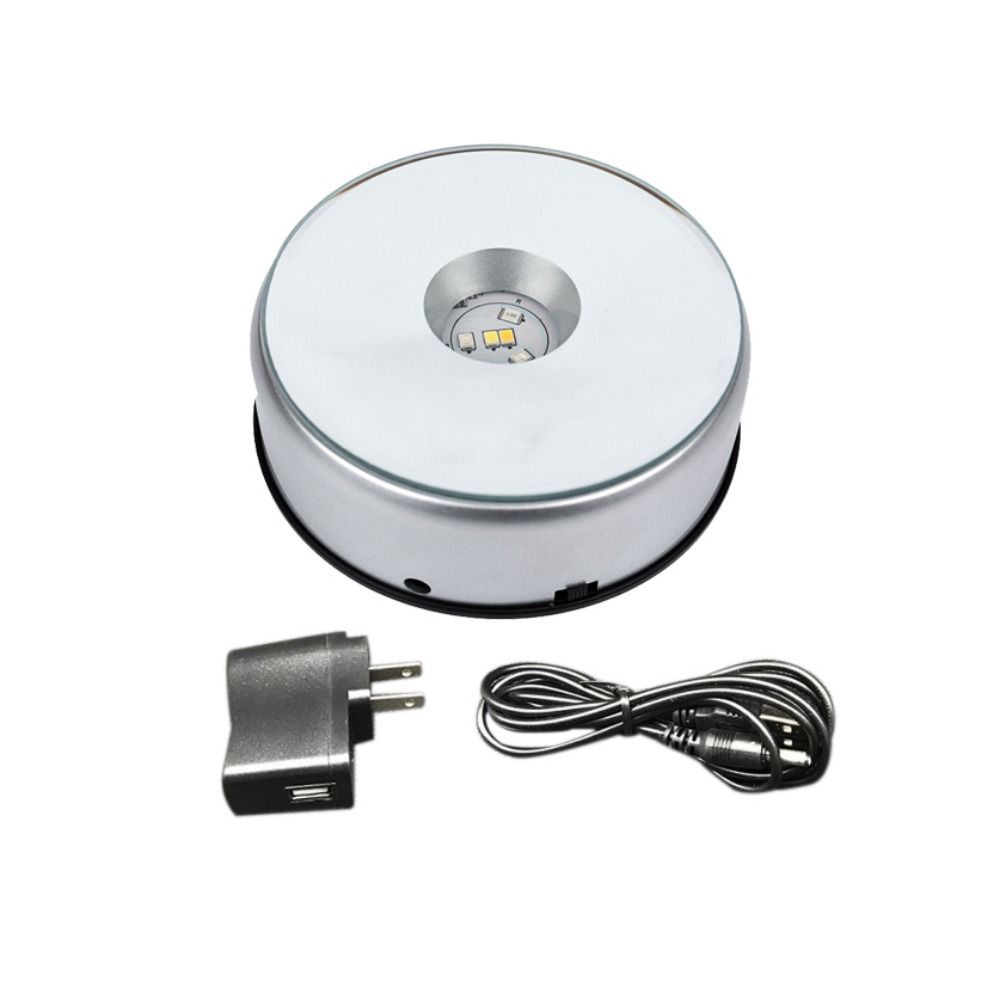 

USB Cable Art Ornament Bases Crystal Display Stand Automatic Revolving Platform Display Turntable US