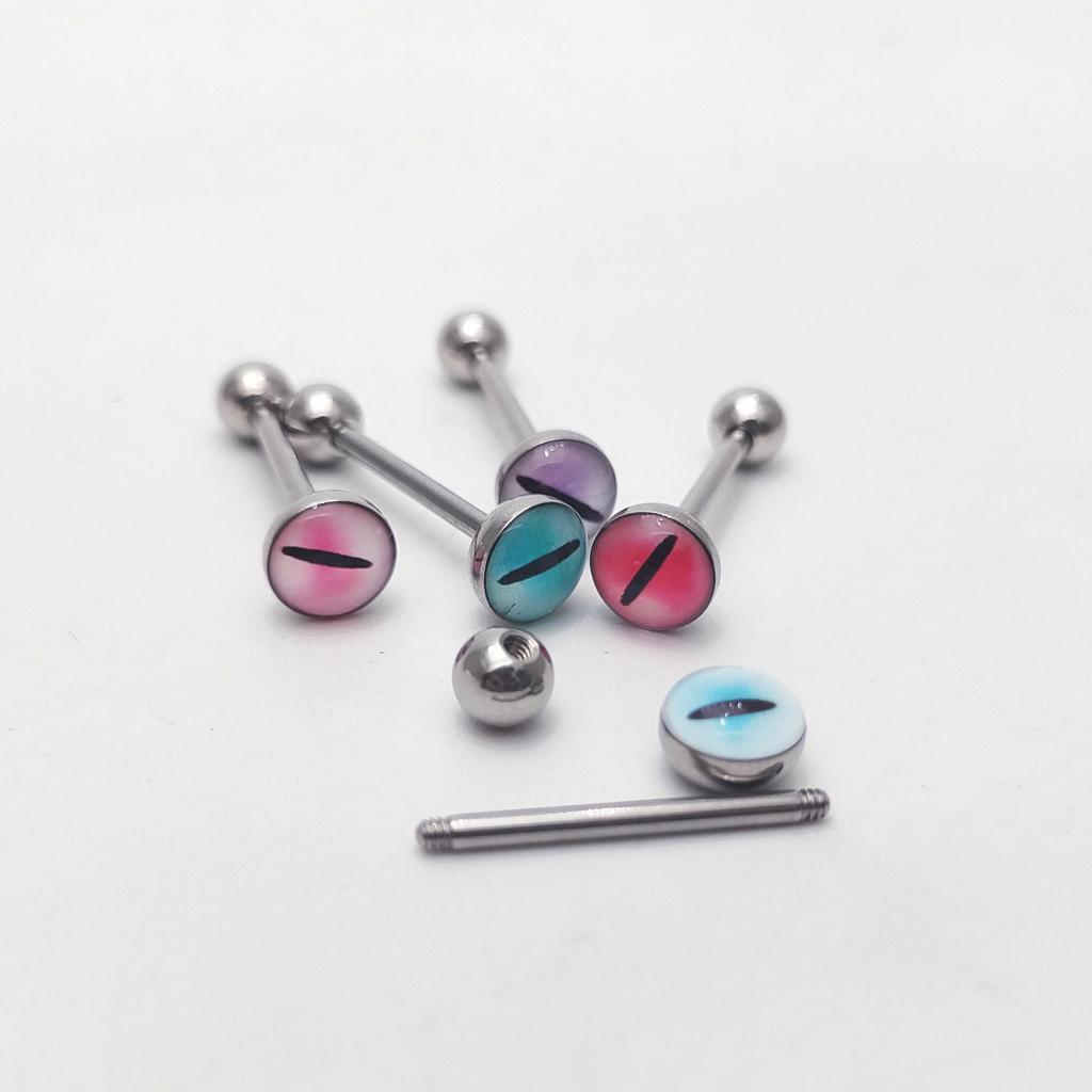 14G Edelstahl Farbe-wechselnd Spicy Girl Zungen- & Grübchen-Piercingstäbchen für Ohrknorpel & Nasenrücken