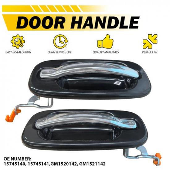 2X Rear Exterior Door Handle For 2000-2006 GMC Sierra Chevrolet Silverado Tahoe