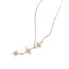 Elegant Two-Tone Star Necklace for Women - European & American Style, Sparkling and Versatile, Perfect Clavicle Chain Jewelry.