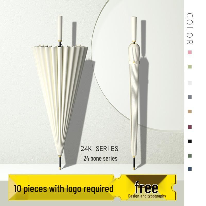 Windproof Double Canopy Umbrella with 24 Ribs and Long Handle