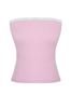 Women's Style Blouse Pink Ribbed Strapless Collar Woven Garnished Fitted Cotton Crop Knitted Blouse