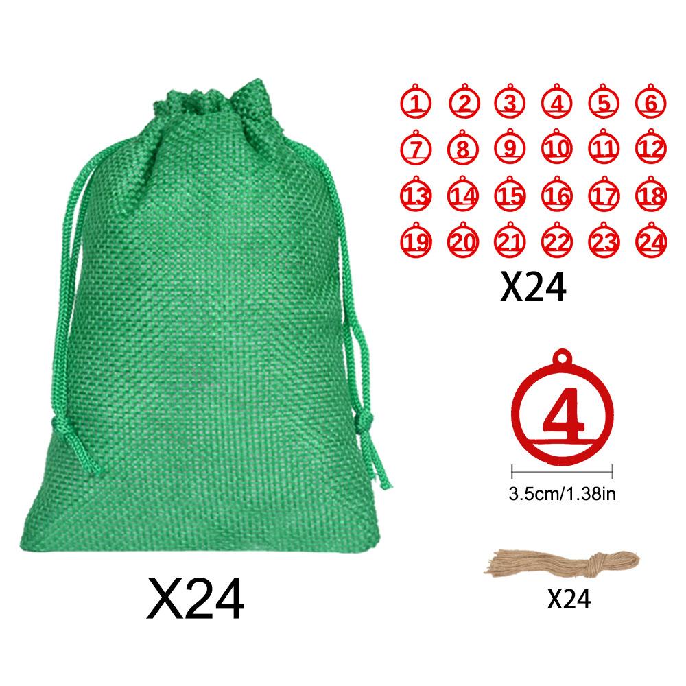 

24 шт. Рождество приближается Праздничные календарные пакеты Цифровые бирки Льняные мешочки на шнурке Обратный отсчет Мешочки для подарков Мешочки для конфет 13*18cm