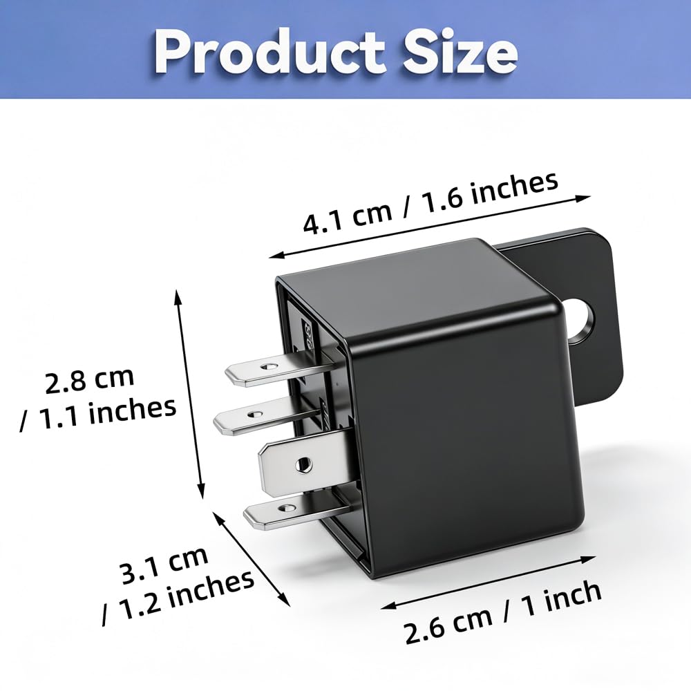 [2 Pack] 12V 40A Automotive Relay, 4-Pin SPST (Model JD1912) – Heavy Duty Relay Switch for Fuel Pump, Fan, Starter, Light Bar