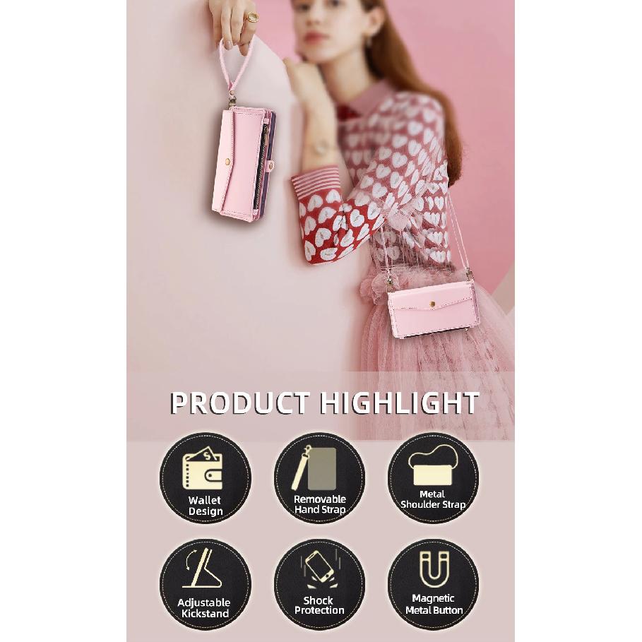 Walelt Leather Case For Xiaomi Redmi Note 11 SE 11T 11E 12T 12 12R Pro Speed Plus 11S 12R 12S 4G 5G Zipper Crossbody Phone Cover