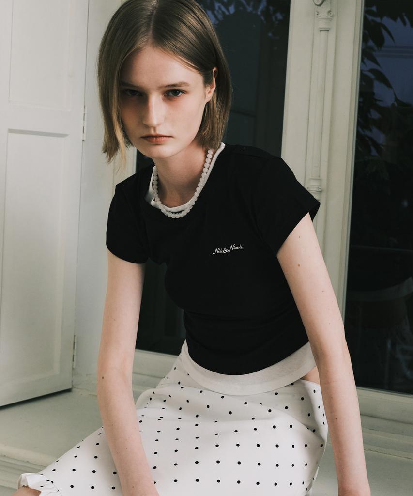 Nigaennikol Layered Shirring Slim Top_Black