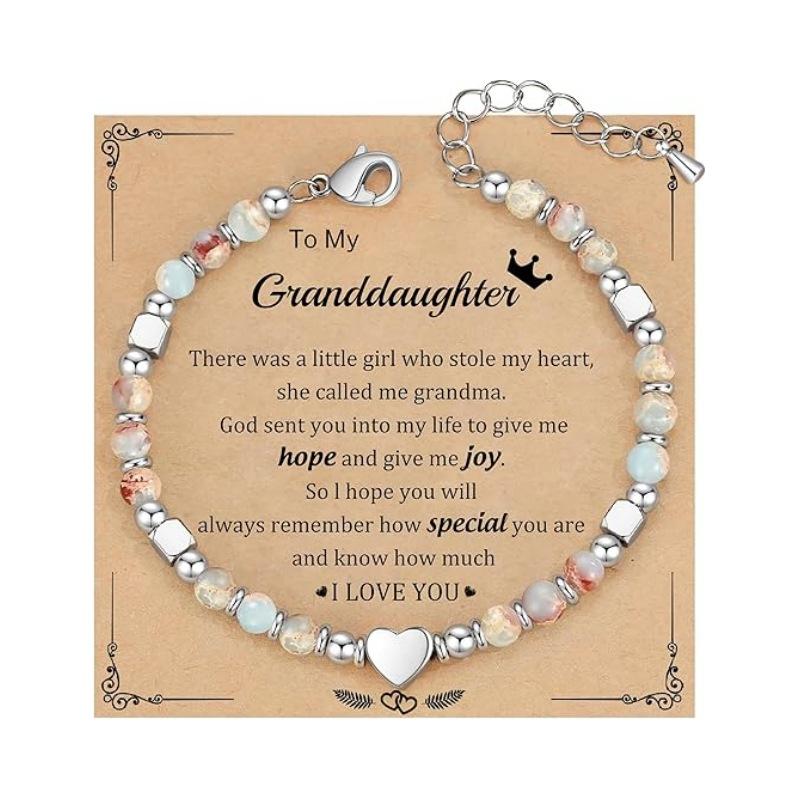 

JYL TS Bracelet Adjustable Lobster Clasp Heart Pendant Enhances Relationship Luck Shoushan love+to my granddaughter королевские лазурный