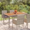 VidaXL Garden Table Wood Top Grey 150x90x75 Cm Woven Resin, Garden Furniture, Outdoor Furniture, Table, Table 319902