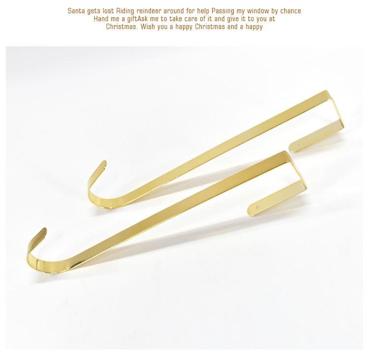 Golden Wrought Iron Christmas Wreath and Stocking Hook