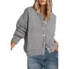 Women S Loose Solid Color Button Knit Cardigan Long Sleeve Sweater Coat