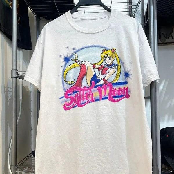 Vintage Sailor Moon Anime Graphic White Short Sleeve Unisex T shirt WA4466 Unisex T-Shirt S