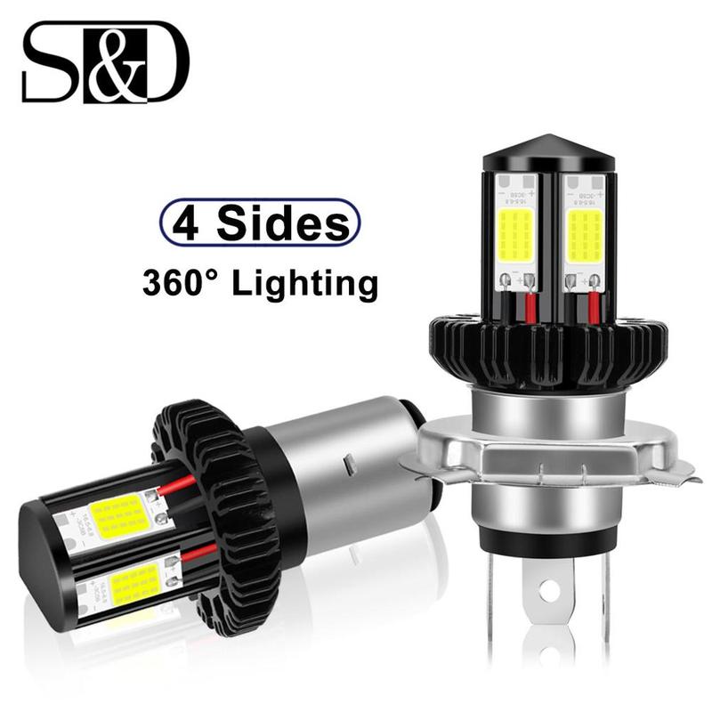 Motorcycle Headlight LED BA20D H6 H4 Bulbs Hi Lo Beam Moto LED Motorbike Headlight Lamp 6000K White 12V 1200LM H4
