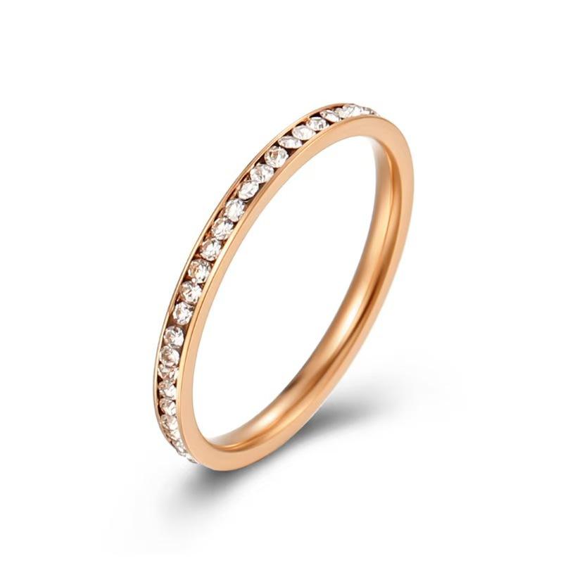 Titanium steel gypsy star row diamond ring women's fashion jewelry versatile accessories ring