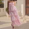 Women's Strapless Long Dress Fashion Sleeveless Tiered Hem Tube Dress Summer Beach Dress