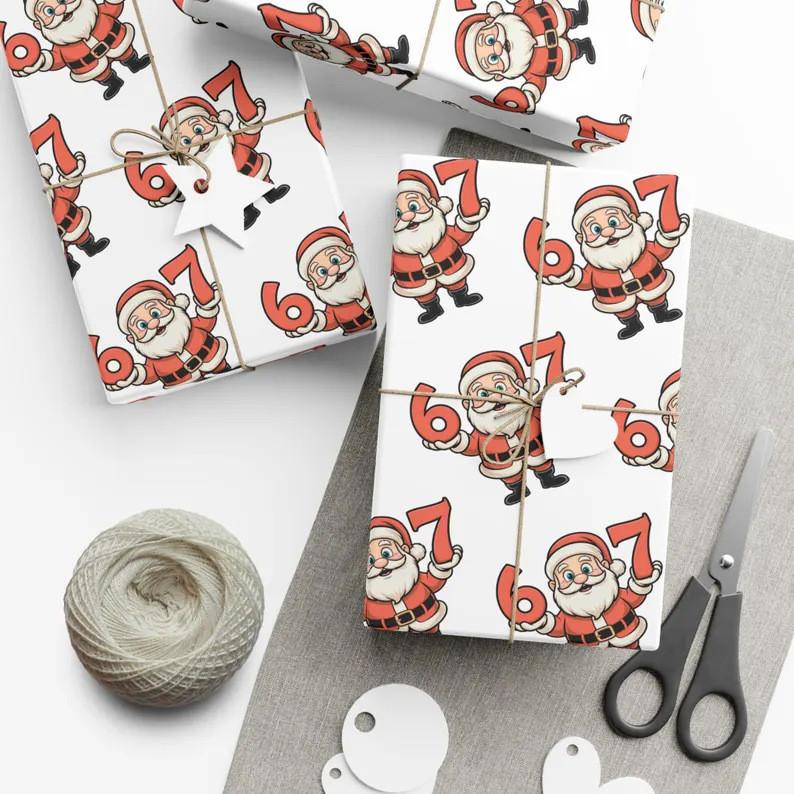 Christmas Gift Wrap Selfadhesive Paper With Santa And Reindeer Design For Holiday Packaging