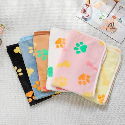 Warme Koraal Fleece Dekens met Pootafdruk voor Katten en Honden