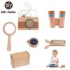 5Pcset Wooden Children Magnificat Set Toy Wooden Pretend Binocular Camera Pendant Montessori Outdoor Activity Toy Diy Present