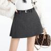 Women's High-Waist Sequin Wool-Blend A-Line Skort: Autumn/Winter 2025 Slimming Side-Slit Hip-Hugging Fashion