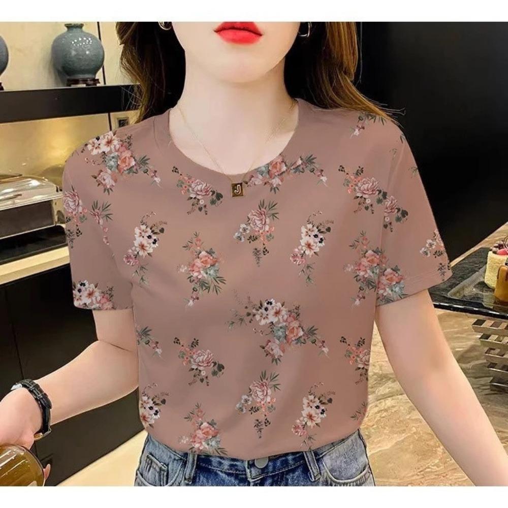 Sublimation 3D printed flower design T-shirt - suitable for women, including plus size