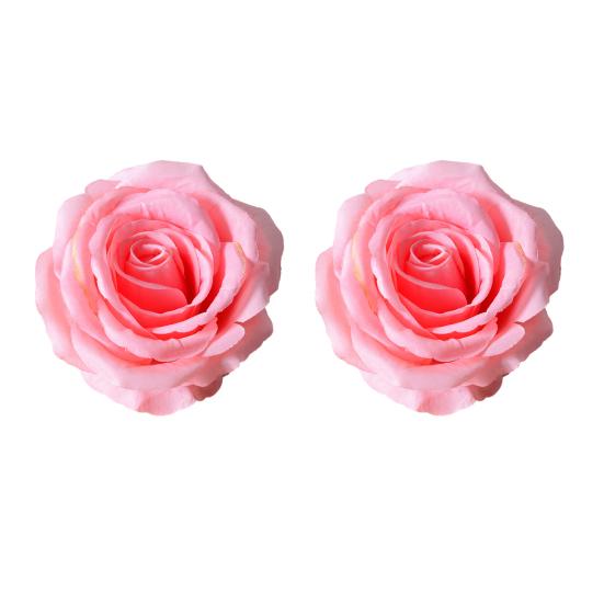 2 Pcs Realistic Artificial Rose Flower Heads Faux Silk No Stem Rose Heads