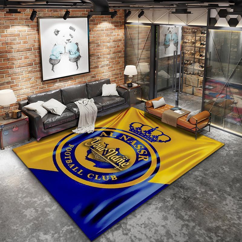 Al Nassr Crest Custom Name Carpet Rug For Living Room Bedroom Home Sofa Decoration Kids Play Nonslip Floor Mat
