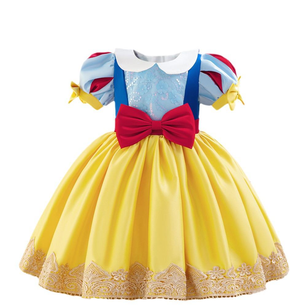 European & American Snow White Birthday Cosplay Dress - Baby's First Birthday Mesh Skirt for Children's Festival Performance