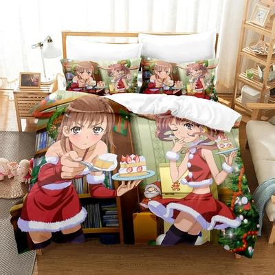 Anime Certain Scientific Railgun Misaka Mikoto Comfortable Duvet Quilt Cover Pillowcase Bedding Set Children Bedroom Decoration