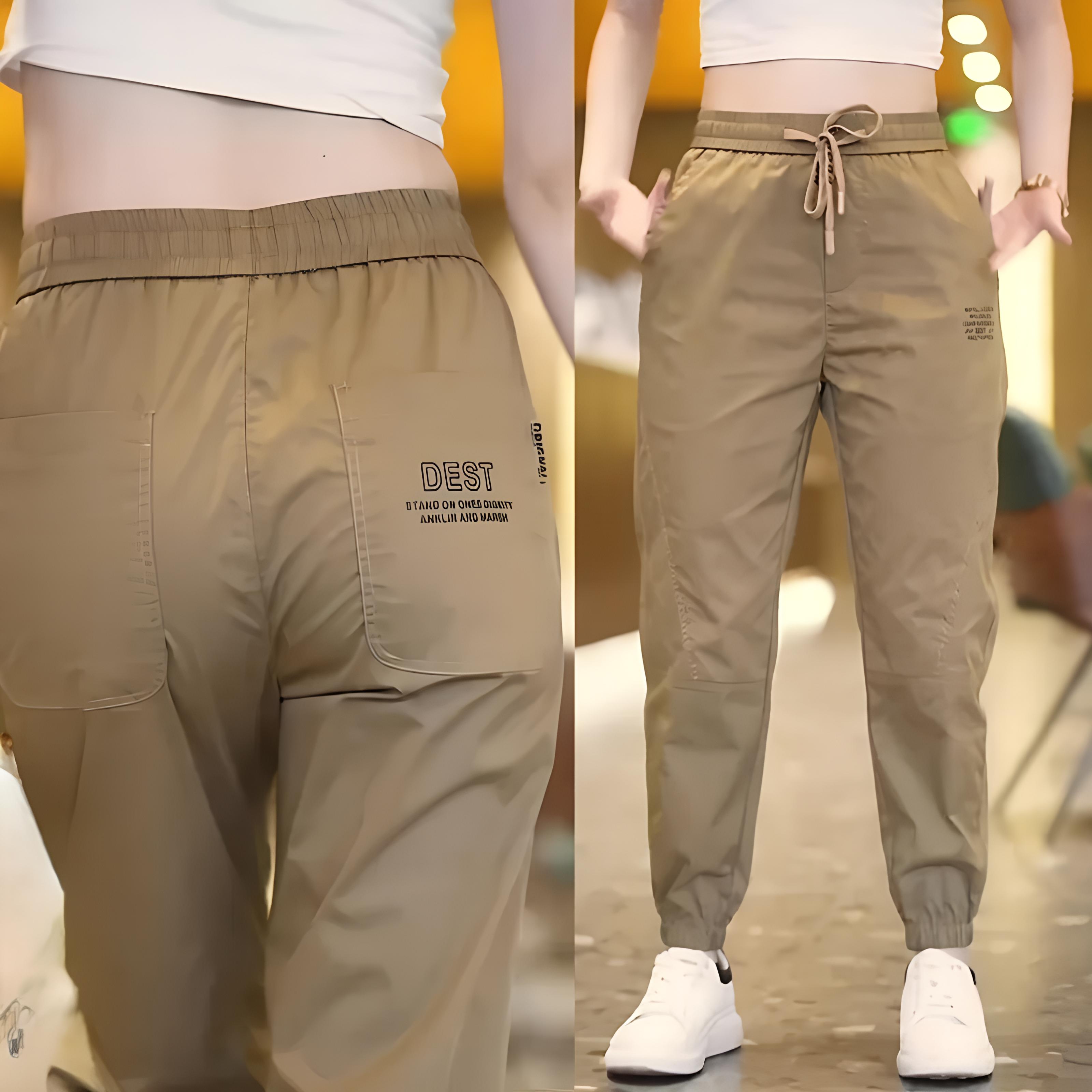 

Закажите на размер больше Спортивные брюки из ледяного шелка Повседневные Женские Свободные Летние Тонкие Быстросохнущие Брюки Новые Спортивные Брюки длиной три четверти 2XL верблюд