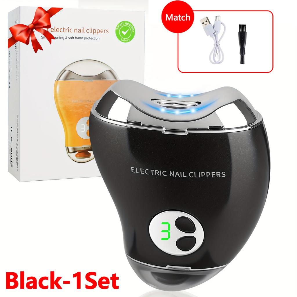 Electric Nail Polisher 3 Speed Adjustable Nail Clipper Digital Display Double Heads for Kids Adults Seniors Trimmer File