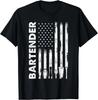 Camiseta Unissex Bandeira Americana Barman Engraçado Bartending Barman Presentes