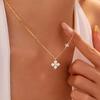 Double Lucky Four-leaf Clover Pendent Necklace for Women Cute White CZ Flower Stackable Chain Fashion Wedding Jewelry Gift