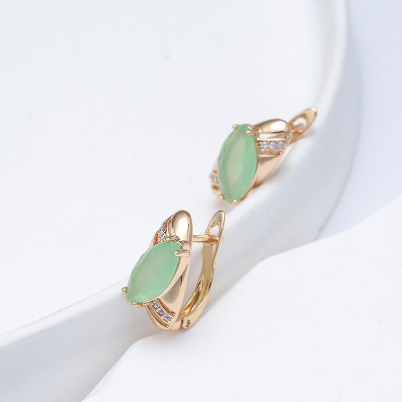 New Emerald Rhombus Cut Zircon With  Rose Gold Drop Earrings For Women Unusual Luxury Daily Jewelry  Best Design