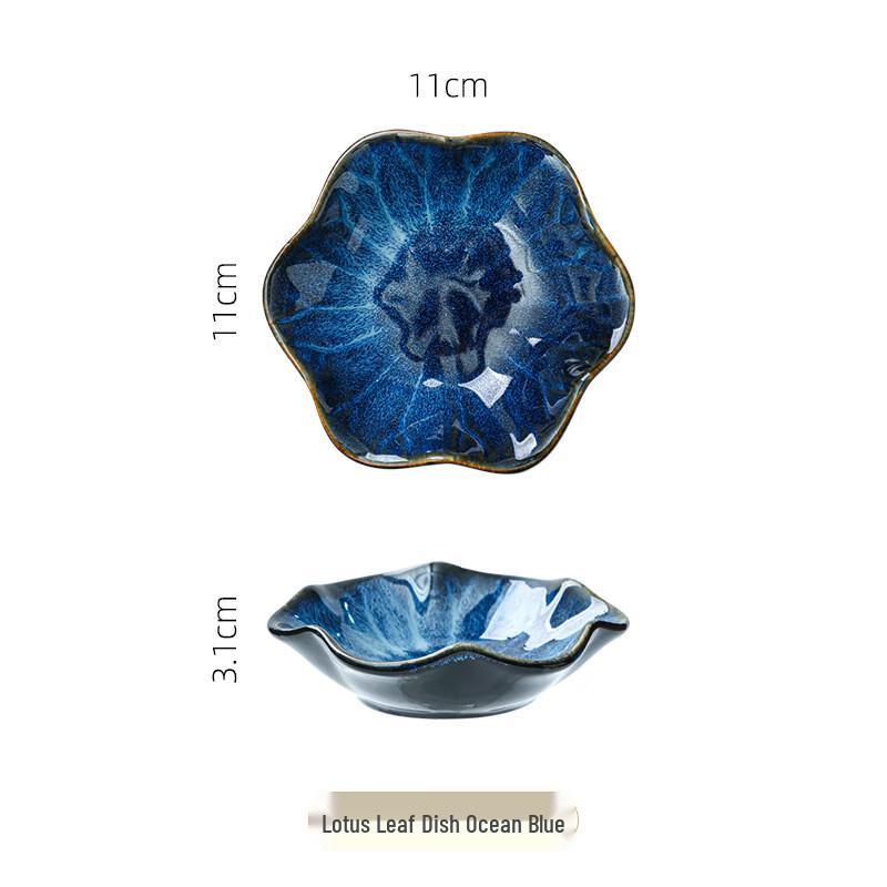 

Ru Han Retro Kiln-Glazed Ceramic Lotus Leaf Plate