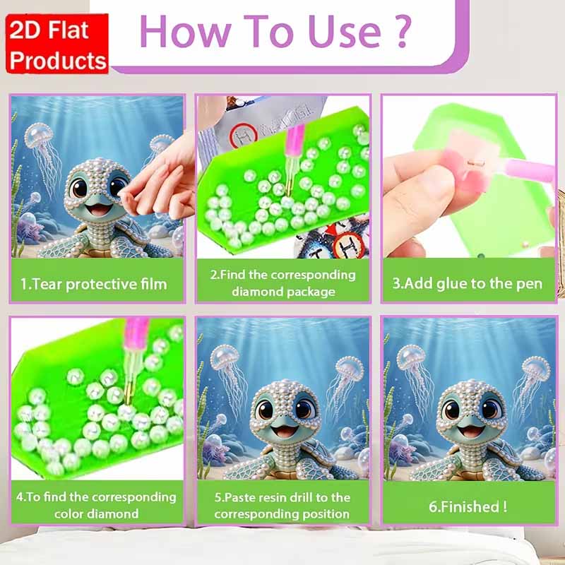 DIY Cute Turtle Pearl Diamond Art Kits Without Frame 30x40cm Gem Art Diamond Painting Kits for Adults/Beginners Gift Idea Home Wall Decor