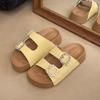 Rhinestone Square Buckle One-word Slippers Women's 2025 Summer New Thick-bottomed Lightweight Non-slip Outer Wear Beach Cool Slippers