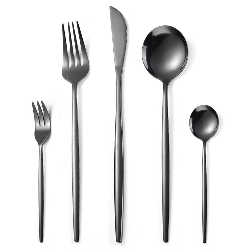 Linpan Black 5-Piece Cutlery Set