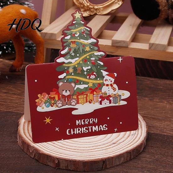 Holiday Souvenirs 10 Pcs 3D Christmas Greeting Card Cute Tree Santa Snowman Claus Cards Wreath Design for Festive Messages Wishes