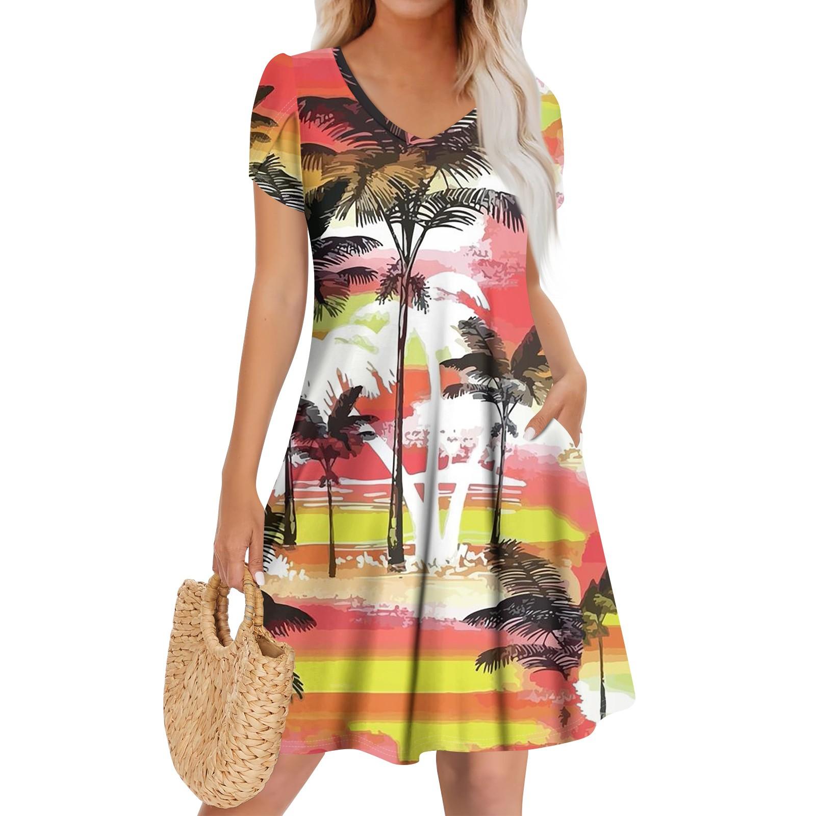 

Жіноча повсякденна модна сукня з V-подібним вирізом і короткими рукавами Стильна весільна сукня для гостей XXL помаранчевий