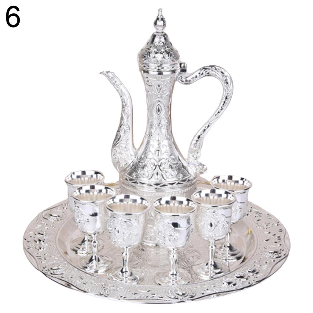 SW 8ks/sada Retro zinková slitina na víno Sada podnosů na rychlovarnou konvici Domácí svatební dekorace Nádoba