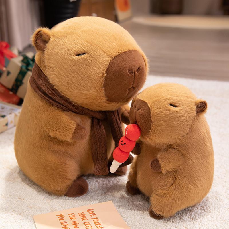 Scarf Wear Capybara Cartoon Plush Dolls Childrens Gifts Toys Home Decoration