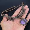 Purpurite 999 Copper Wire Wrapped Necklace with Adjustable Chain, Handmade Gemstone Jewelry Necklace For Memorial Day